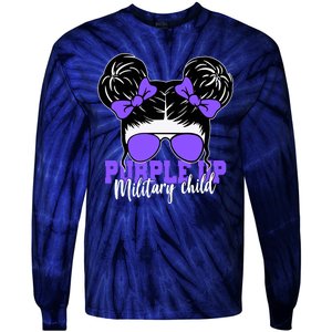 Purple Up Military Child Hair Bun Tie-Dye Long Sleeve Shirt