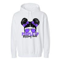 Purple Up Military Child Hair Bun Garment-Dyed Fleece Hoodie