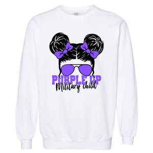 Purple Up Military Child Hair Bun Garment-Dyed Sweatshirt