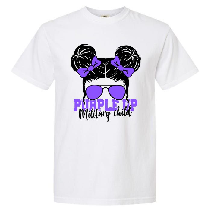 Purple Up Military Child Hair Bun Garment-Dyed Heavyweight T-Shirt