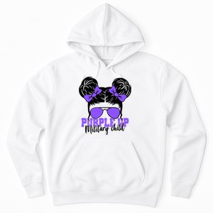 Purple Up Military Child Hair Bun Hoodie