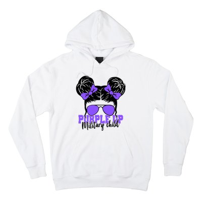 Purple Up Military Child Hair Bun Hoodie