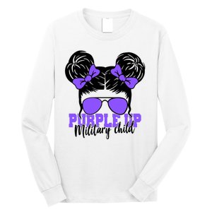 Purple Up Military Child Hair Bun Long Sleeve Shirt