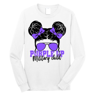 Purple Up Military Child Hair Bun Long Sleeve Shirt