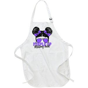 Purple Up Military Child Hair Bun Full-Length Apron With Pockets