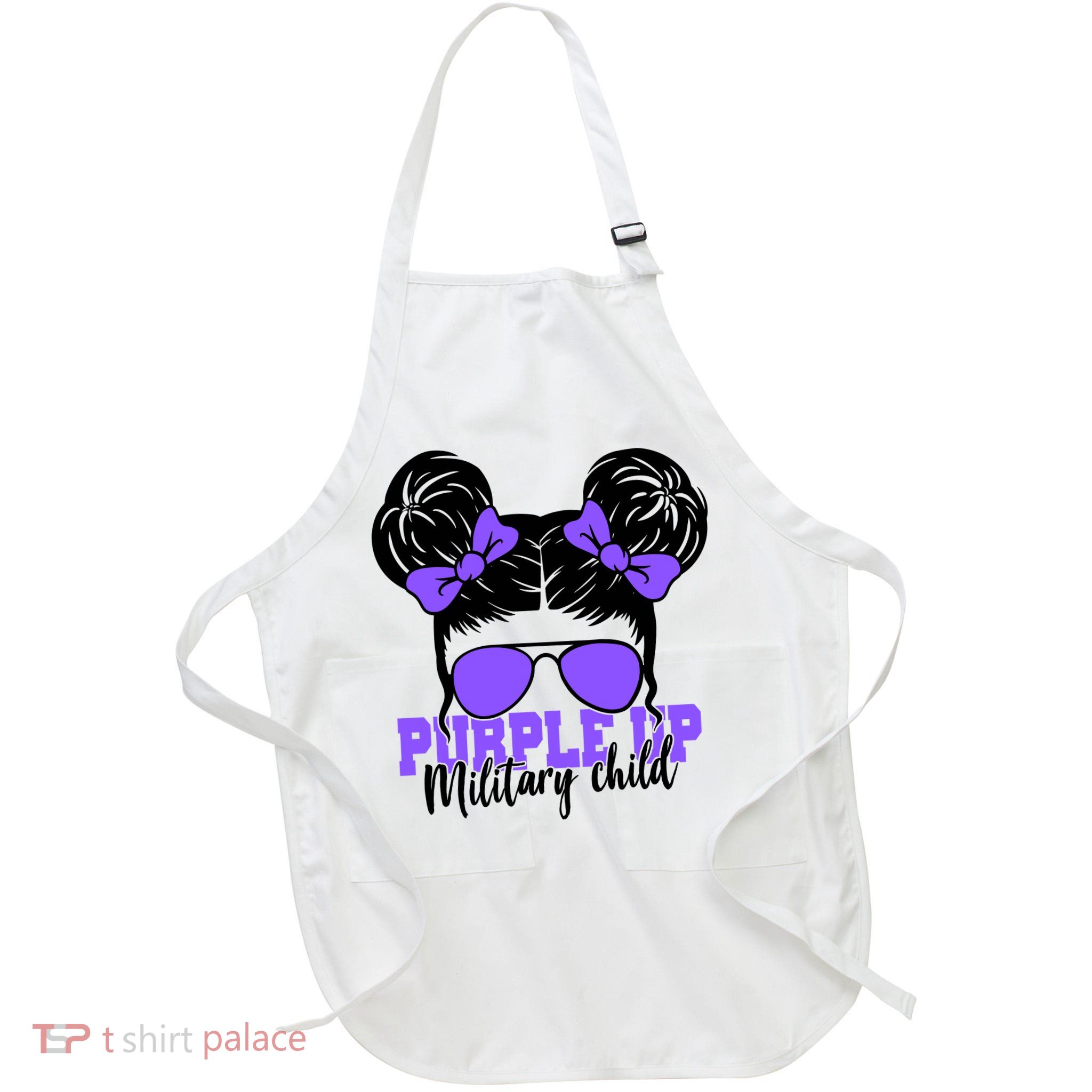 Purple Up Military Child Hair Bun Apron