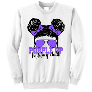 Purple Up Military Child Hair Bun Sweatshirt