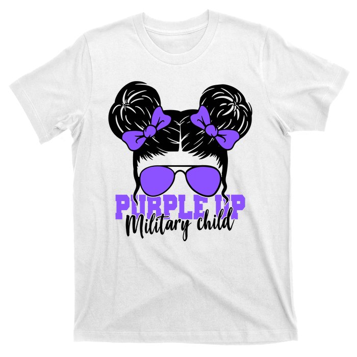 Purple Up Military Child Hair Bun T-Shirt