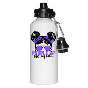 Purple Up Military Child Hair Bun Aluminum Water Bottle