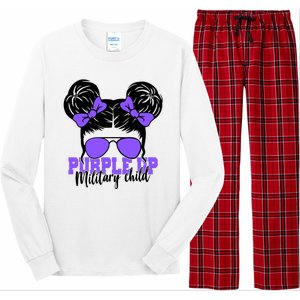 Purple Up Military Child Hair Bun Long Sleeve Pajama Set