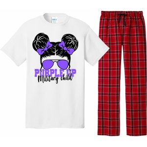 Purple Up Military Child Hair Bun Pajama Set