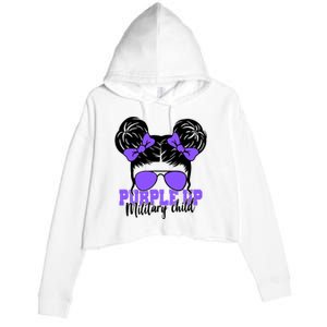 Purple Up Military Child Hair Bun Crop Fleece Hoodie