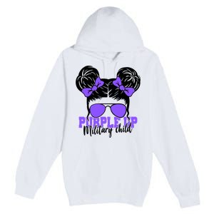 Purple Up Military Child Hair Bun Premium Pullover Hoodie