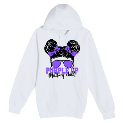 Purple Up Military Child Hair Bun Premium Pullover Hoodie