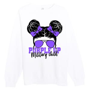 Purple Up Military Child Hair Bun Premium Crewneck Sweatshirt