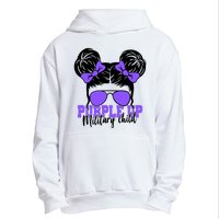 Purple Up Military Child Hair Bun Urban Pullover Hoodie