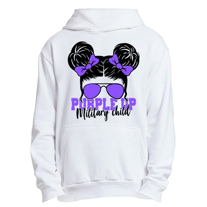 Purple Up Military Child Hair Bun Urban Pullover Hoodie