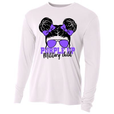 Purple Up Military Child Hair Bun Cooling Performance Long Sleeve Crew