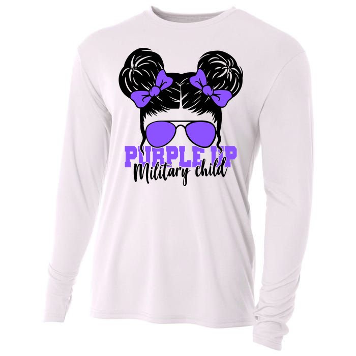 Purple Up Military Child Hair Bun Cooling Performance Long Sleeve Crew