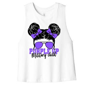 Purple Up Military Child Hair Bun Women's Racerback Cropped Tank