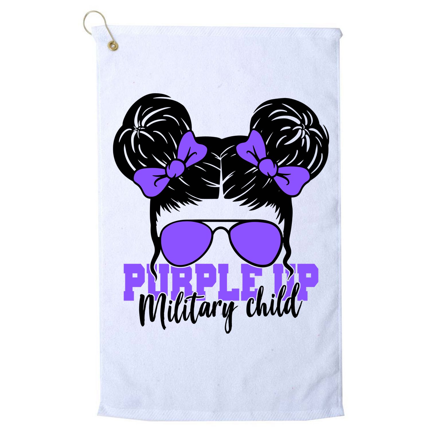 Purple Up Military Child Hair Bun Golf Towel