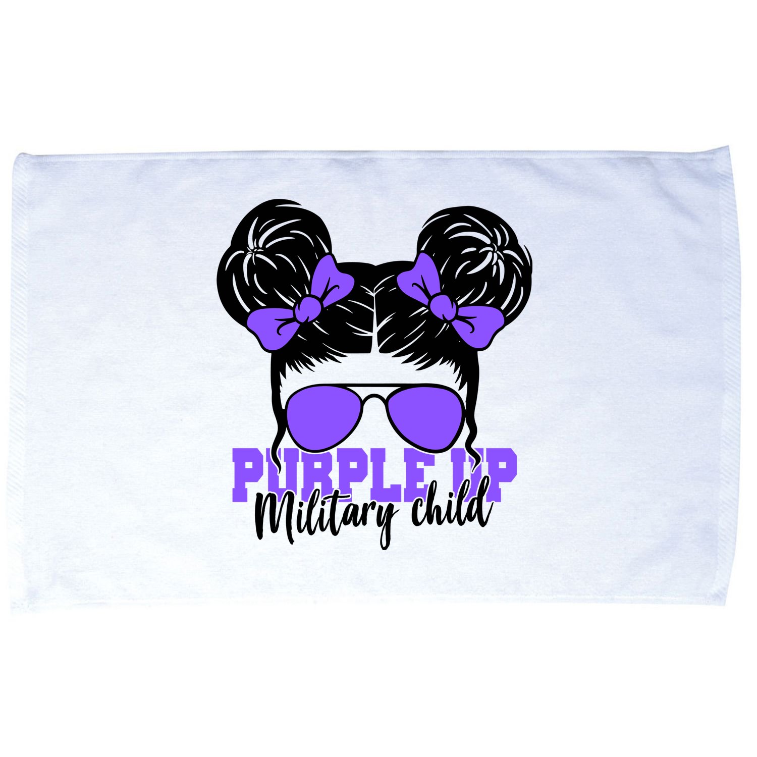 Purple Up Military Child Hair Bun Microfiber Hand Towel