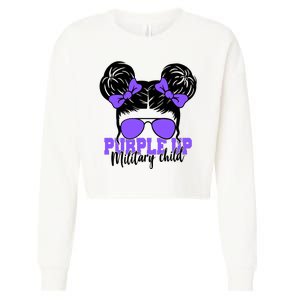 Purple Up Military Child Hair Bun Cropped Pullover Crew