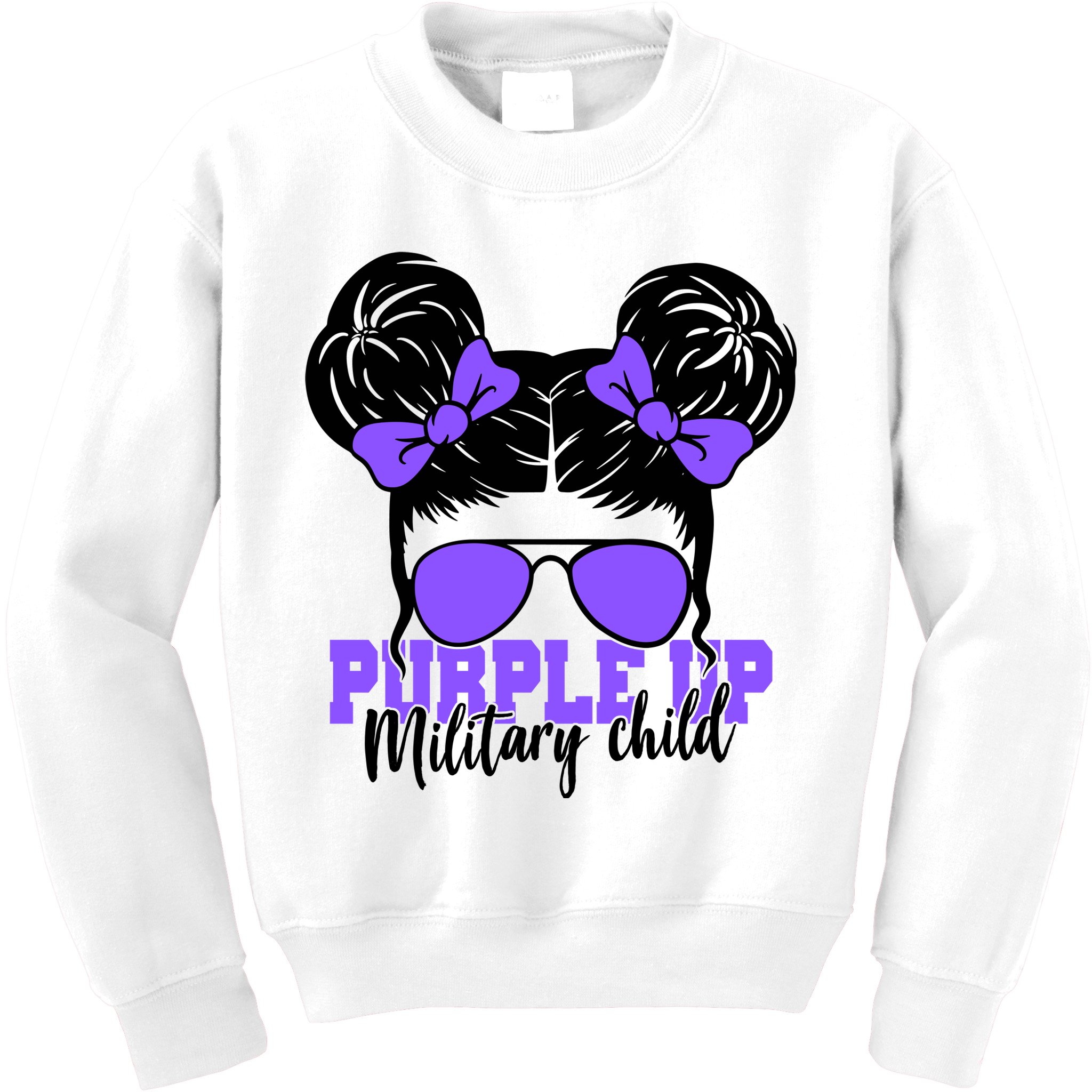 Purple Up Military Child Hair Bun Kids Sweatshirt