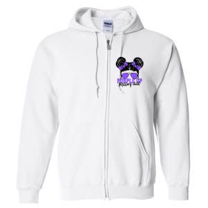 Purple Up Military Child Hair Bun Full Zip Hoodie