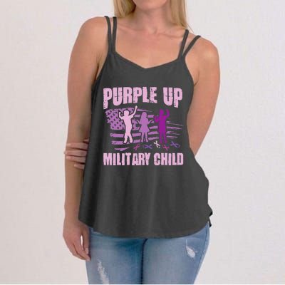 Purple Up Military Child US Flag Military Child Awareness Women's Strappy Tank