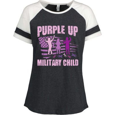 Purple Up Military Child US Flag Military Child Awareness Enza Ladies Jersey Colorblock Tee