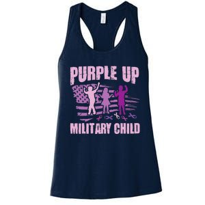 Purple Up Military Child US Flag Military Child Awareness Women's Racerback Tank