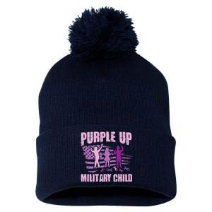 Purple Up Military Child US Flag Military Child Awareness Pom Pom 12in Knit Beanie