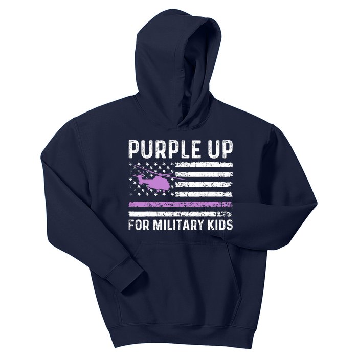 Purple Up Military Military Child Retro American Flag Kids Hoodie