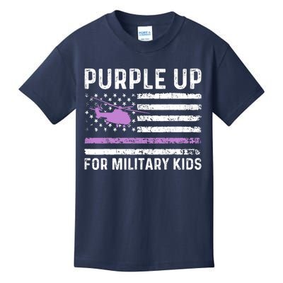 Purple Up Military Military Child Retro American Flag Kids T-Shirt