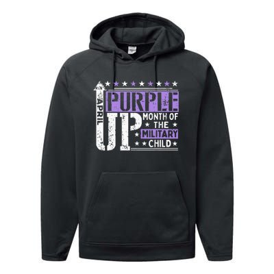 Purple Up Month Of Military Child Awarenes Performance Fleece Hoodie