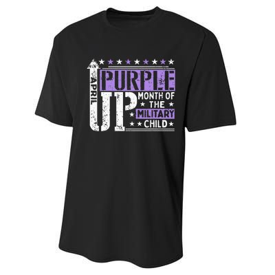 Purple Up Month Of Military Child Awarenes Performance Sprint T-Shirt