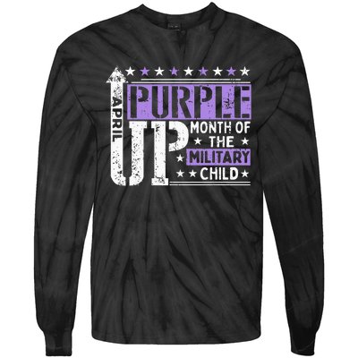 Purple Up Month Of Military Child Awarenes Tie-Dye Long Sleeve Shirt