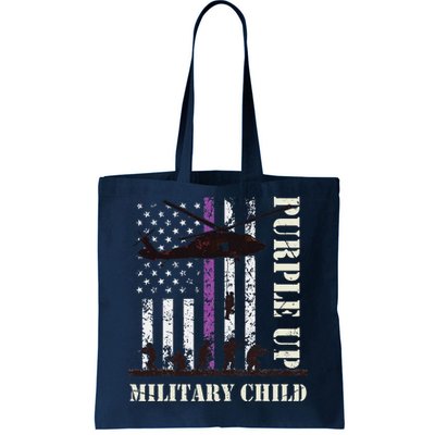 Purple Up Military Child Month US Flag Tote Bag