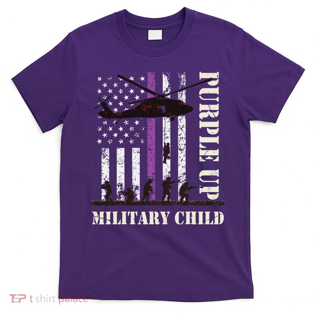 Purple Up Military Child Month US Flag T-Shirt