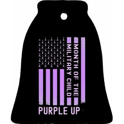 Purple Up Military April Military Month Ceramic Bell Ornament