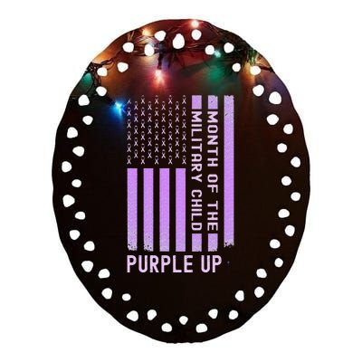 Purple Up Military April Military Month Ceramic Oval Ornament