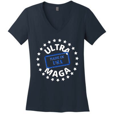 Proud Ultra Maga Made In USA Women's V-Neck T-Shirt