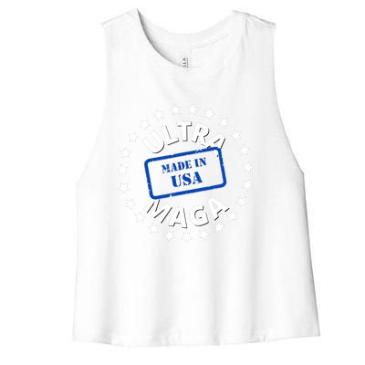 Proud Ultra Maga Made In USA Women's Racerback Cropped Tank