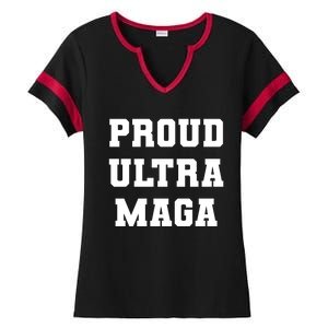 Proud Ultra MAGA Varsity USA United States Of America Ladies Halftime Notch Neck Tee