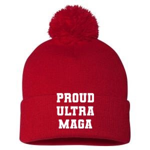 Proud Ultra MAGA Varsity USA United States Of America Pom Pom 12in Knit Beanie