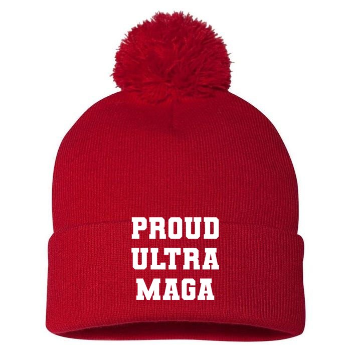 Proud Ultra MAGA Varsity USA United States Of America Pom Pom 12in Knit Beanie