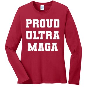 Proud Ultra MAGA Varsity USA United States Of America Ladies Long Sleeve Shirt