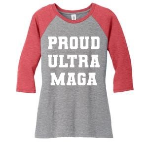 Proud Ultra MAGA Varsity USA United States Of America Women's Tri-Blend 3/4-Sleeve Raglan Shirt