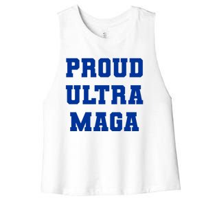 Proud Ultra MAGA Varsity USA United States Of America Women's Racerback Cropped Tank